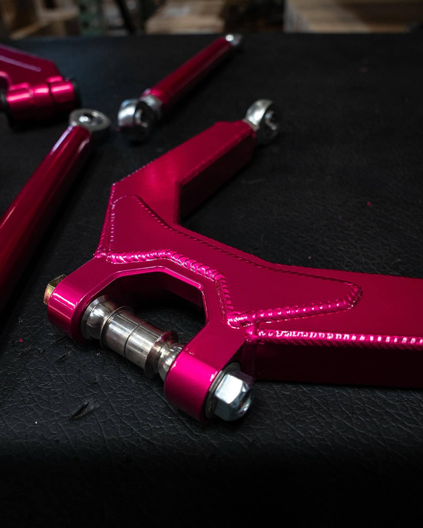 Custom pink powder coated metal component